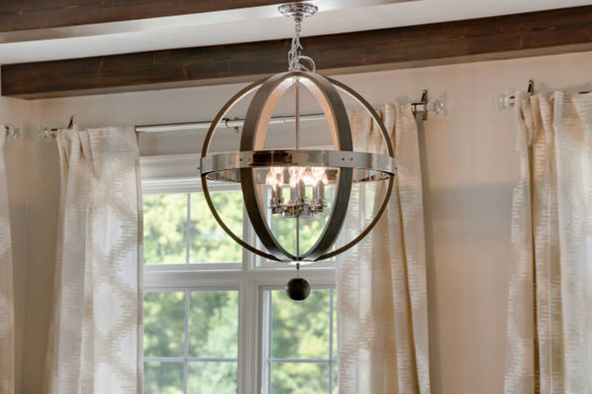 Geometric Square & Globe Chandelier Installation Rockford