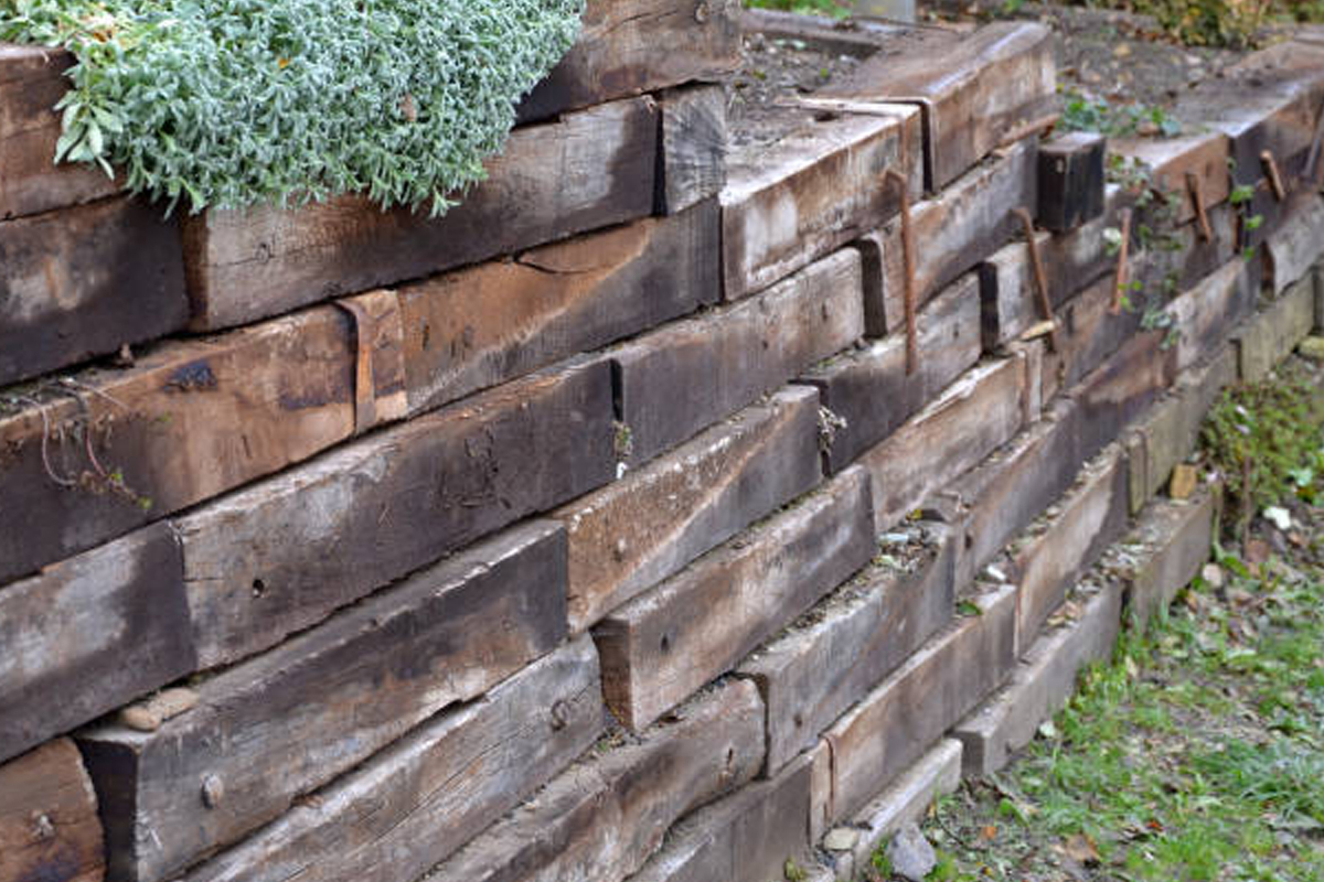 Railroad Tie & Large Timber Wall Installation Rockford
